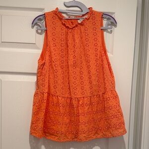 LOFT Bright Orange Eyelet Top